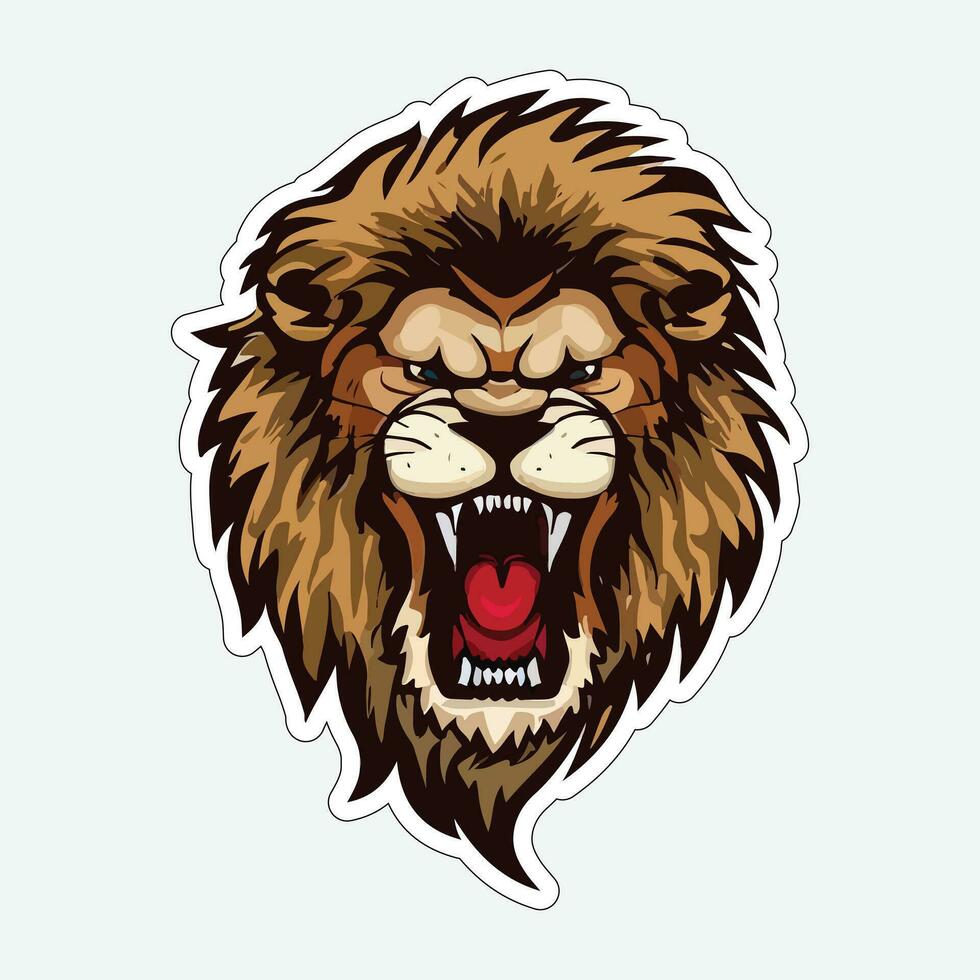 Lion face and head vector art sticker and logo template