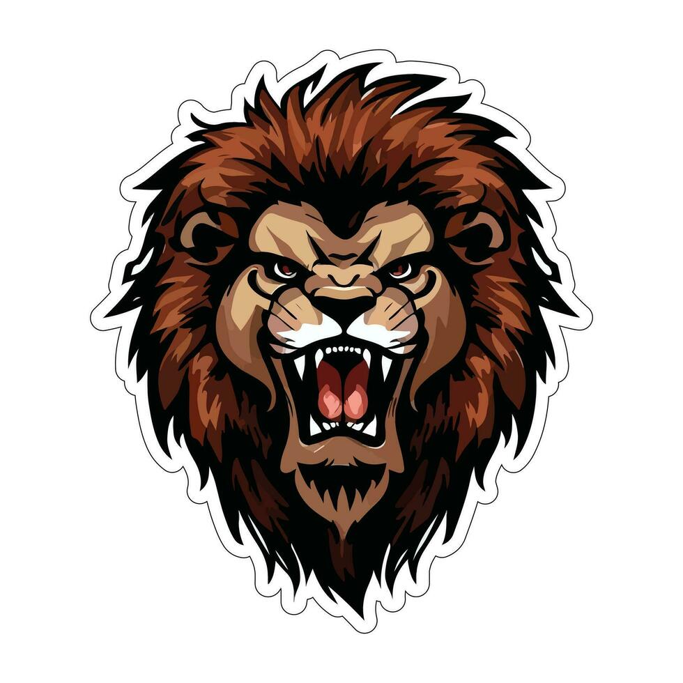 Lion face and head vector art sticker and logo template