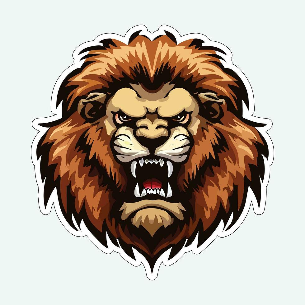 Lion face and head vector art sticker and logo template