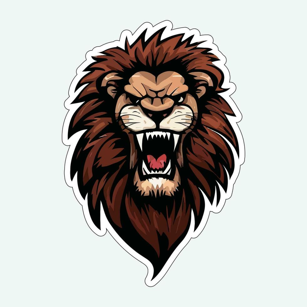 Lion face and head vector art sticker and logo template