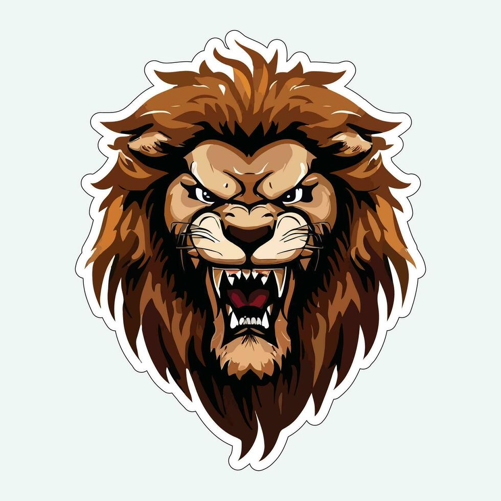 Lion face and head vector art sticker and logo template