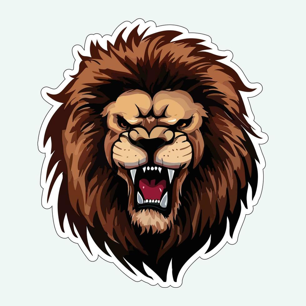 Lion face and head vector art sticker and logo template