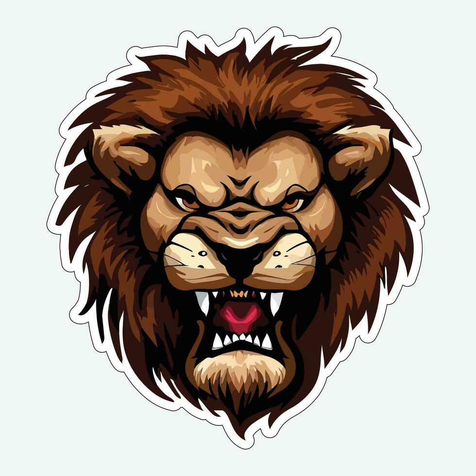 Lion face and head vector art sticker and logo template