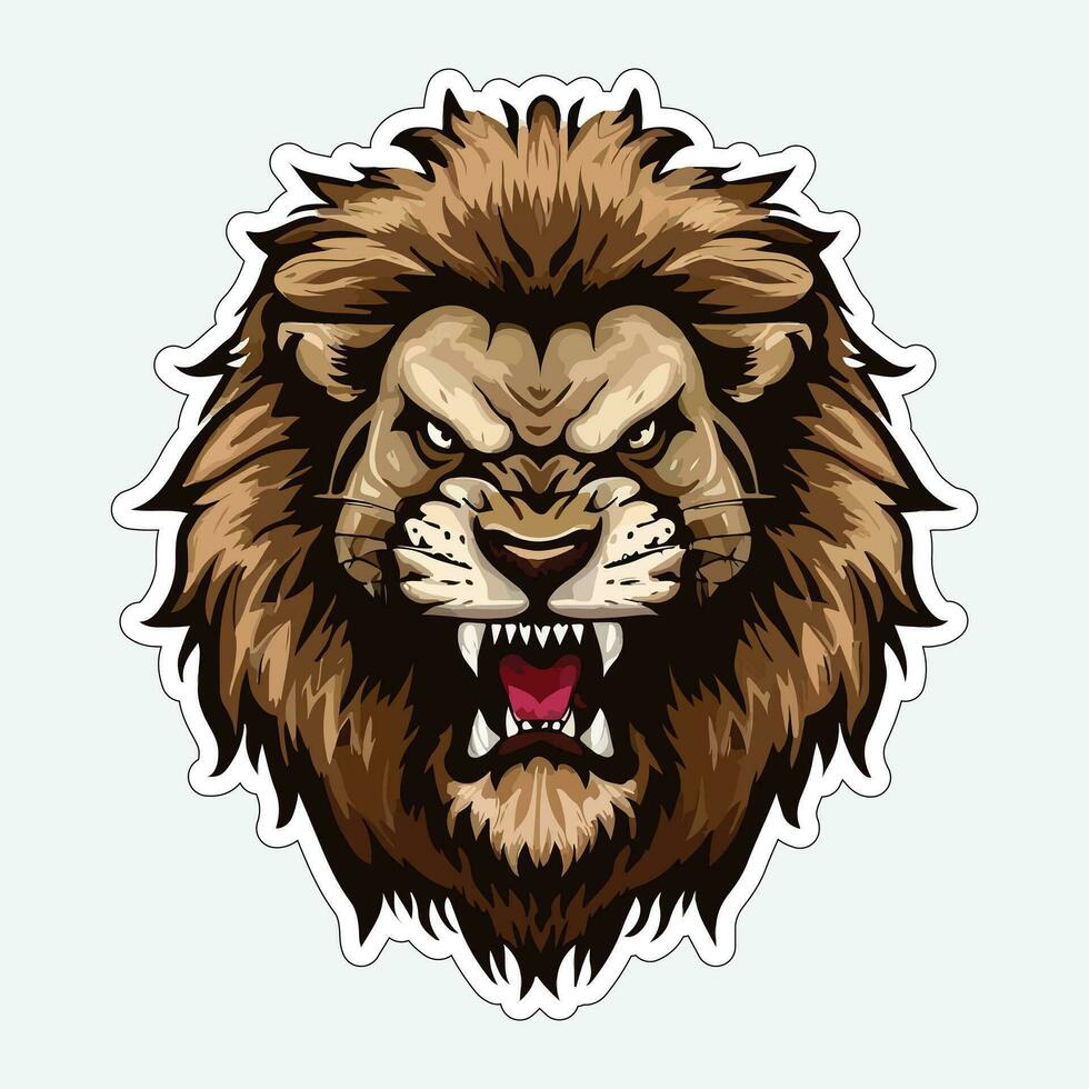 Lion face and head vector art sticker and logo template