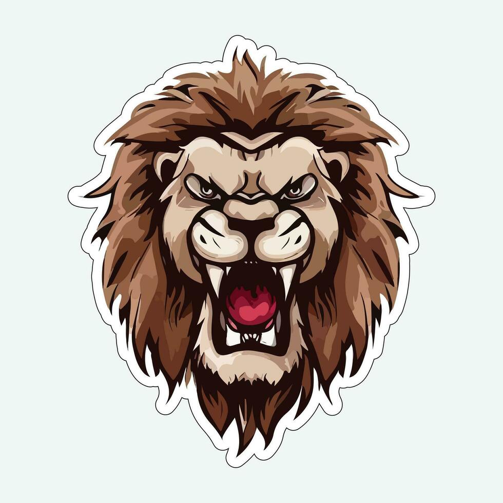 Lion face and head vector art sticker and logo template