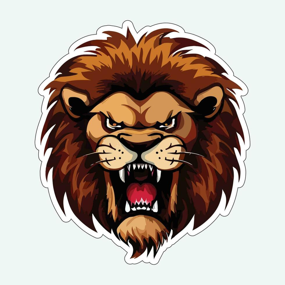 Lion face and head vector art sticker and logo template