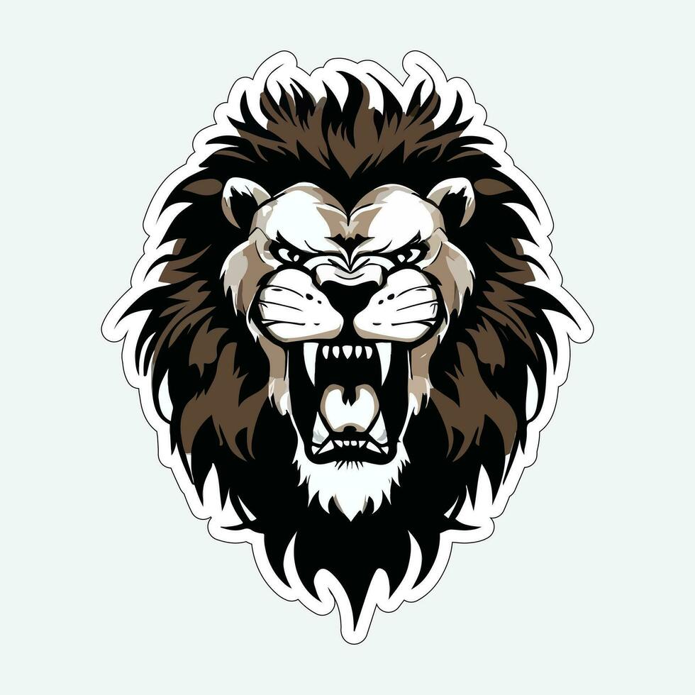 Lion face and head vector art sticker and logo template