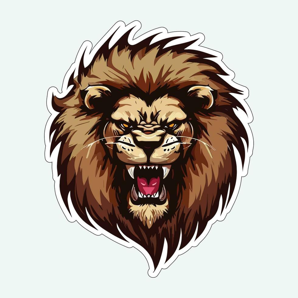 Lion face and head vector art sticker and logo template