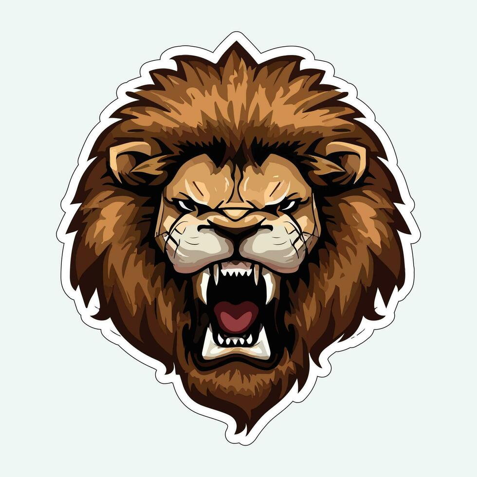 Lion face and head vector art sticker and logo template