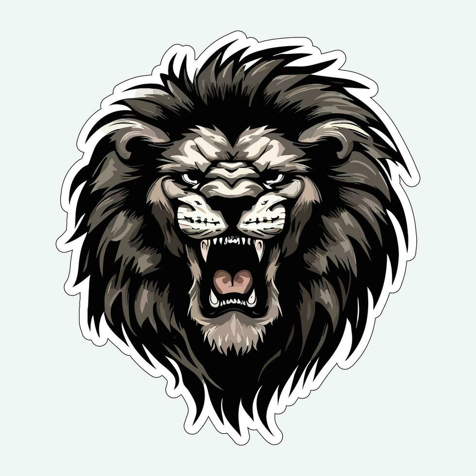 Lion face and head vector art sticker and logo template