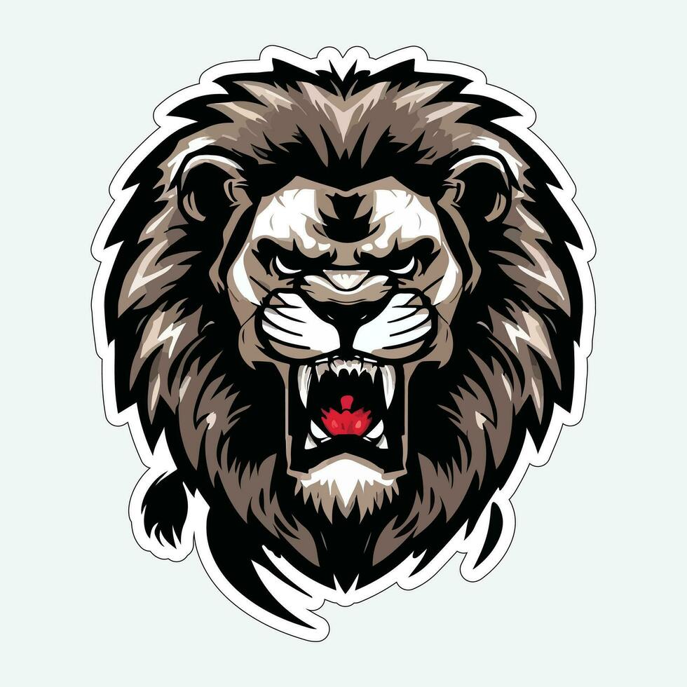 Lion face and head vector art sticker and logo template