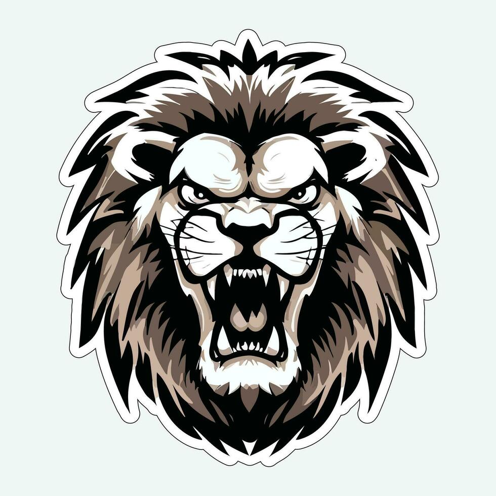 Lion face and head vector art sticker and logo template