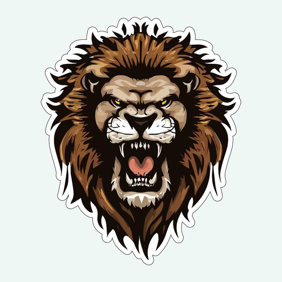 Lion face and head vector art sticker and logo template