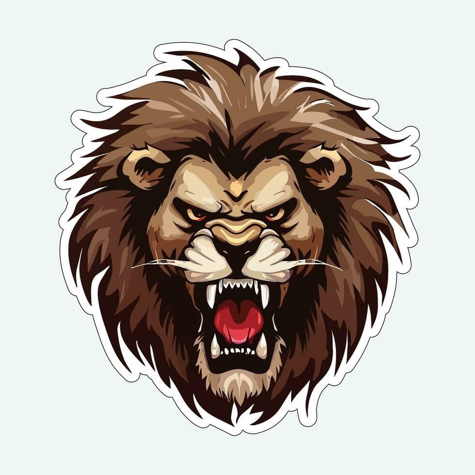 Lion face and head vector art sticker and logo template