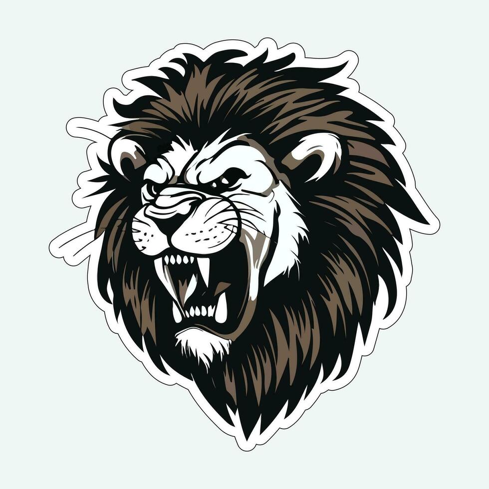 Lion face and head vector art sticker and logo template