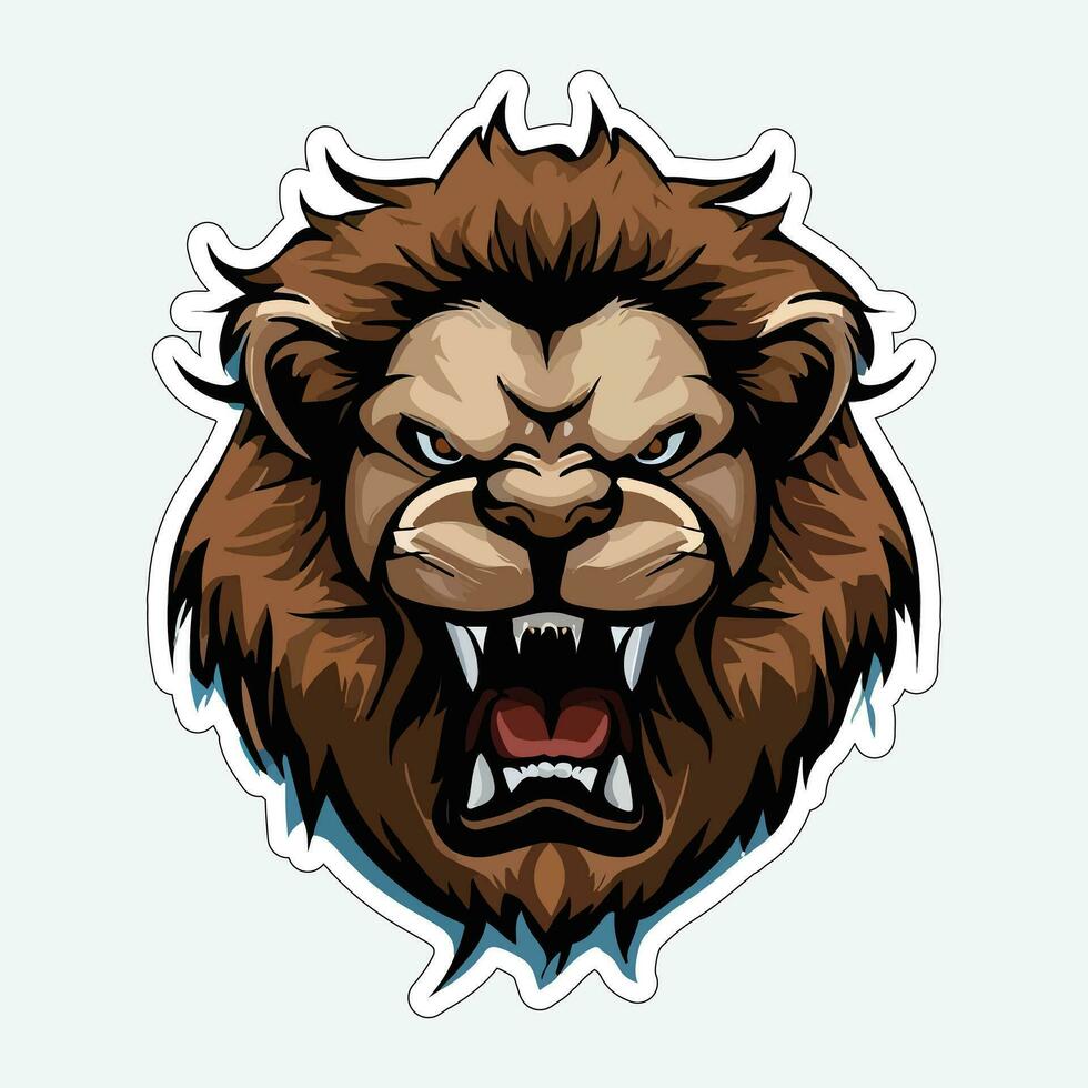 Lion face and head vector art sticker and logo template