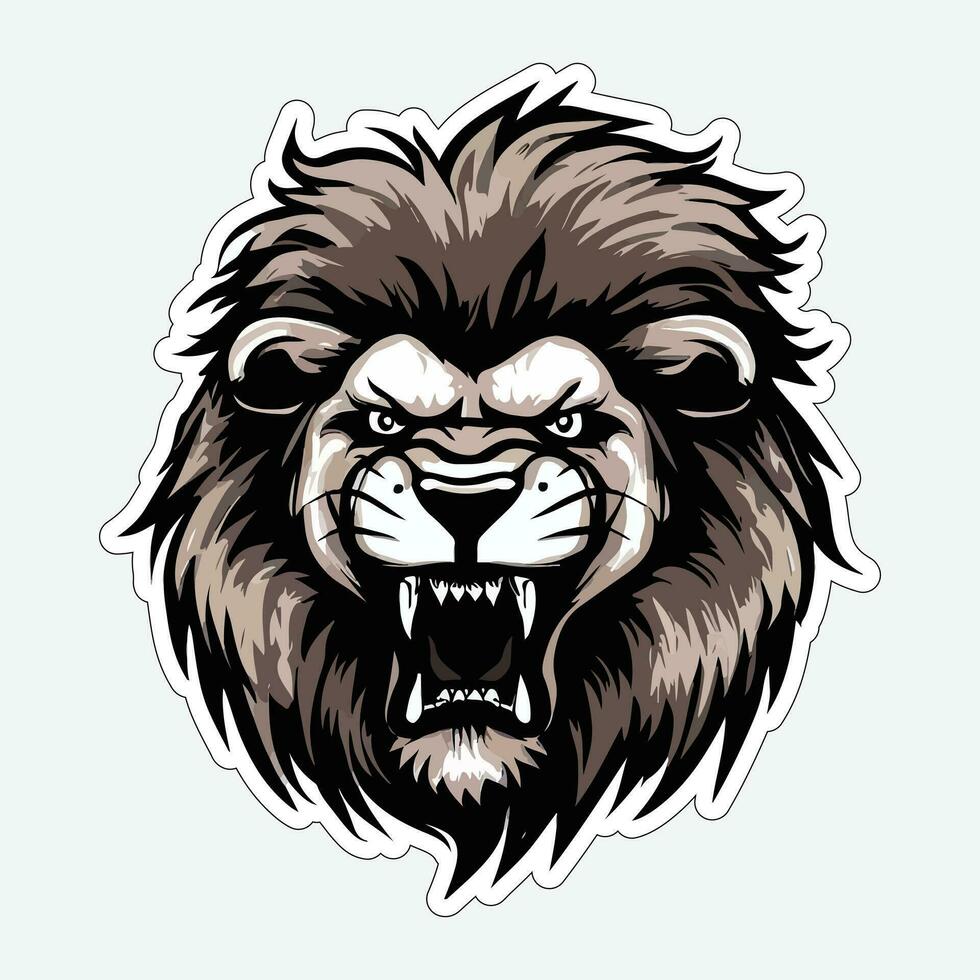 Lion face and head vector art sticker and logo template