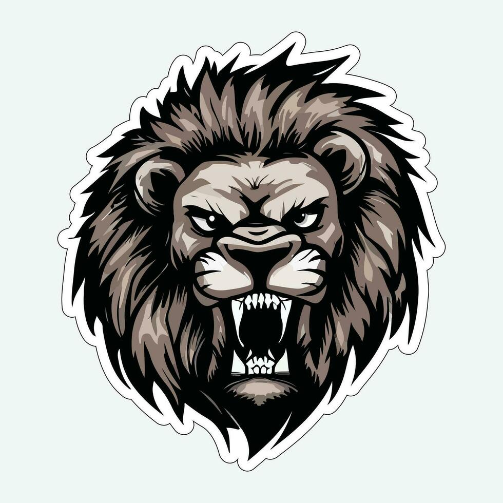 Lion face and head vector art sticker and logo template