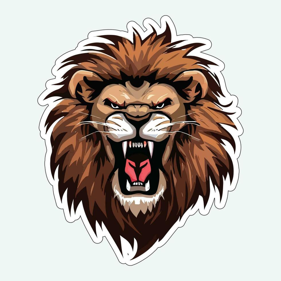 Lion face and head vector art sticker and logo template