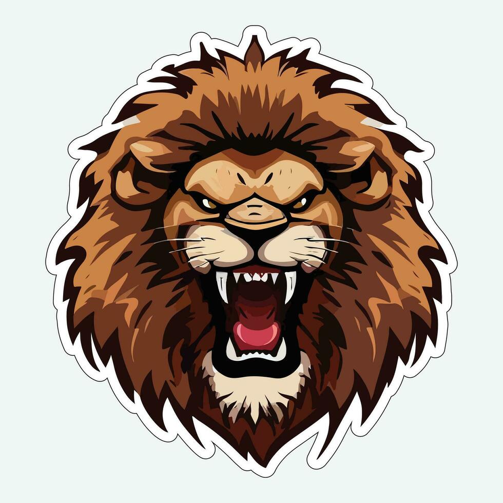 Lion face and head vector art sticker and logo template