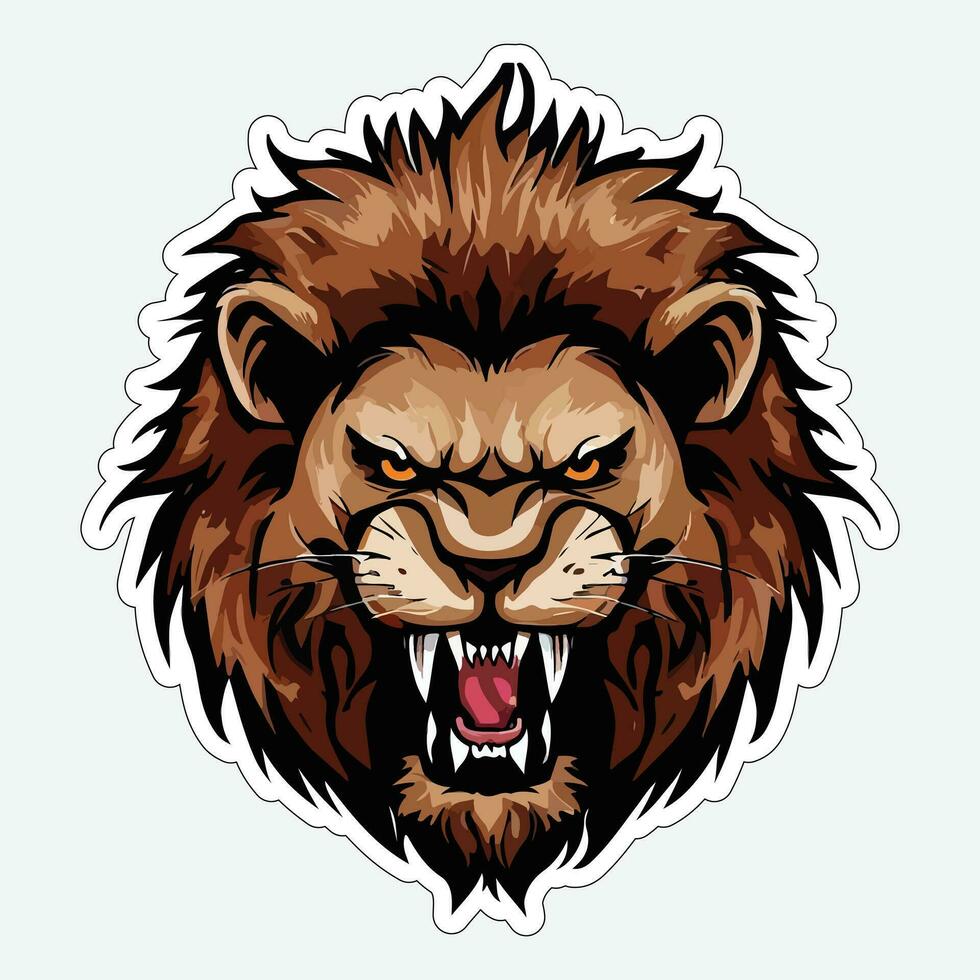 Lion face and head vector art sticker and logo template