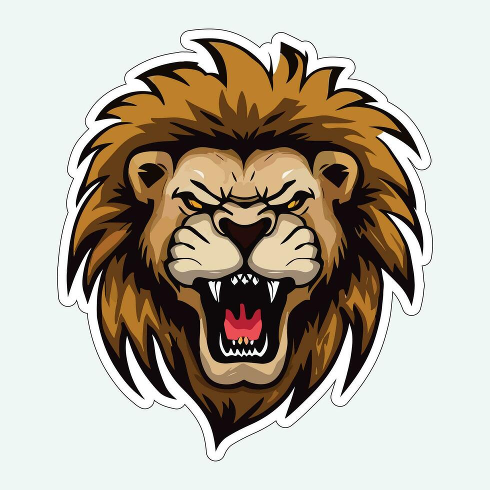 Lion face and head vector art sticker and logo template