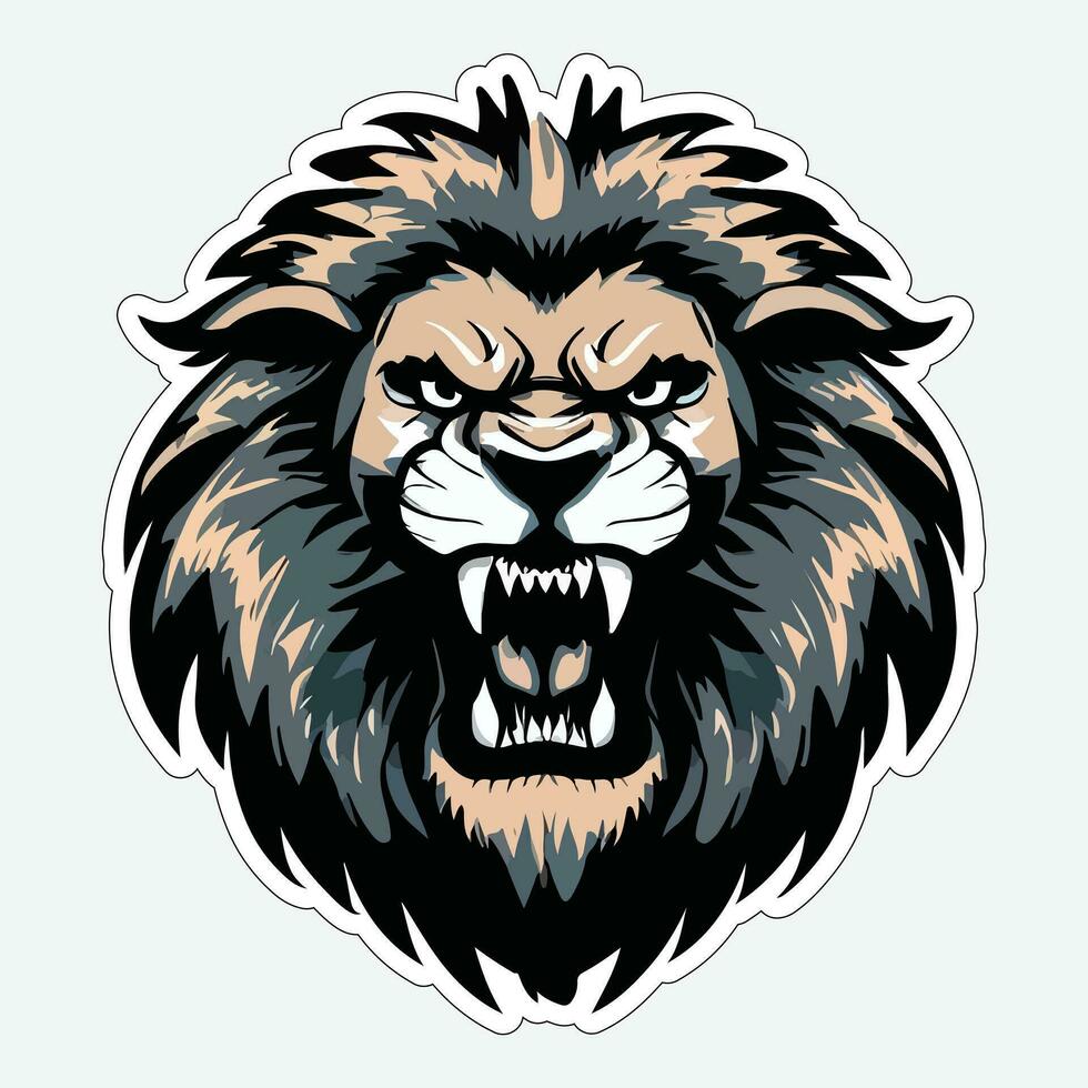 Lion face and head vector art sticker and logo template