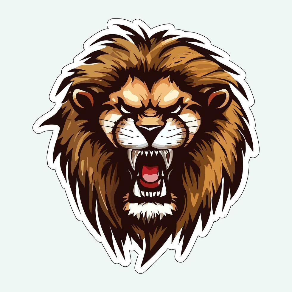 Lion face and head vector art sticker and logo template