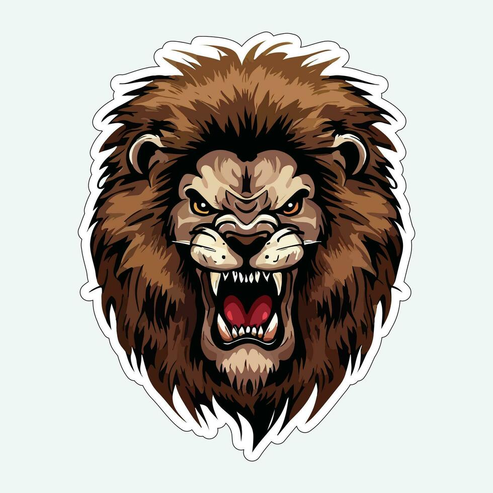 Lion face and head vector art sticker and logo template