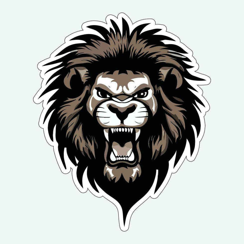 Lion face and head vector art sticker and logo template