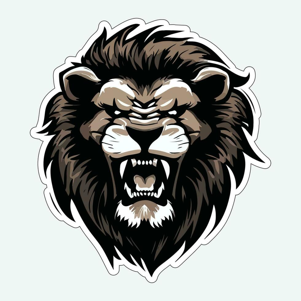 Lion face and head vector art sticker and logo template