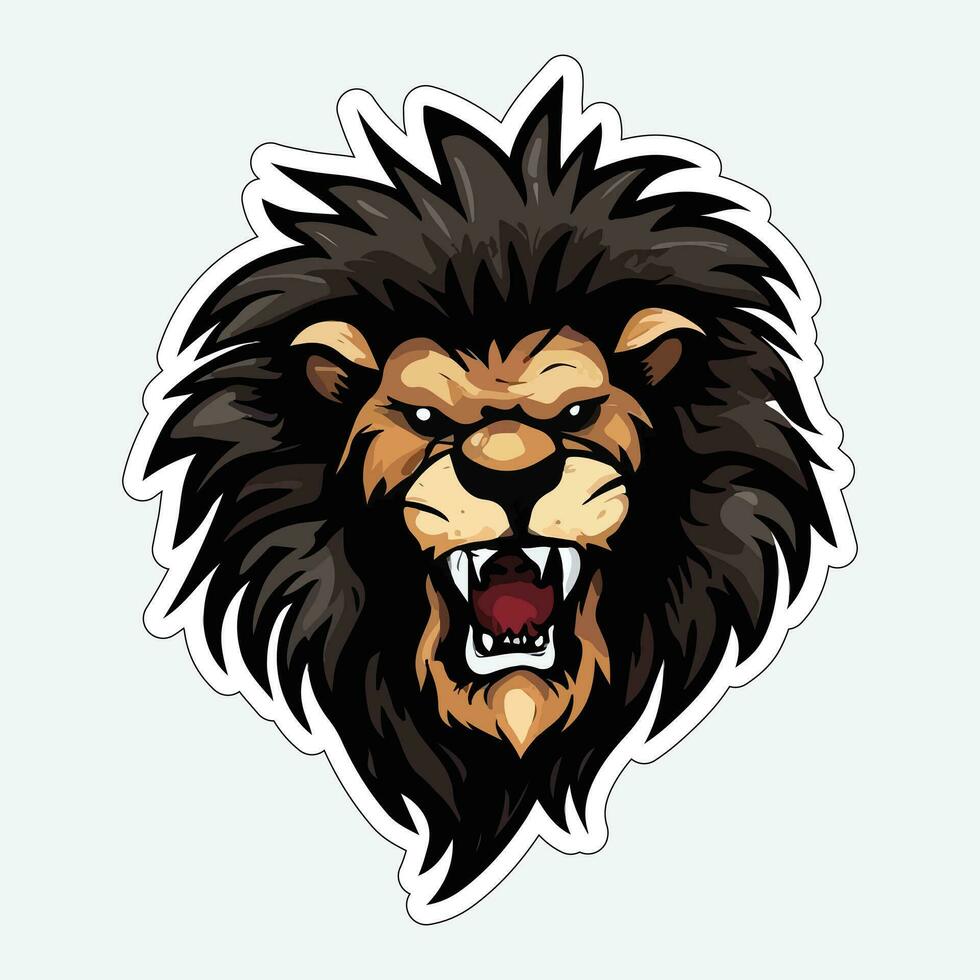 Lion face and head vector art sticker and logo template