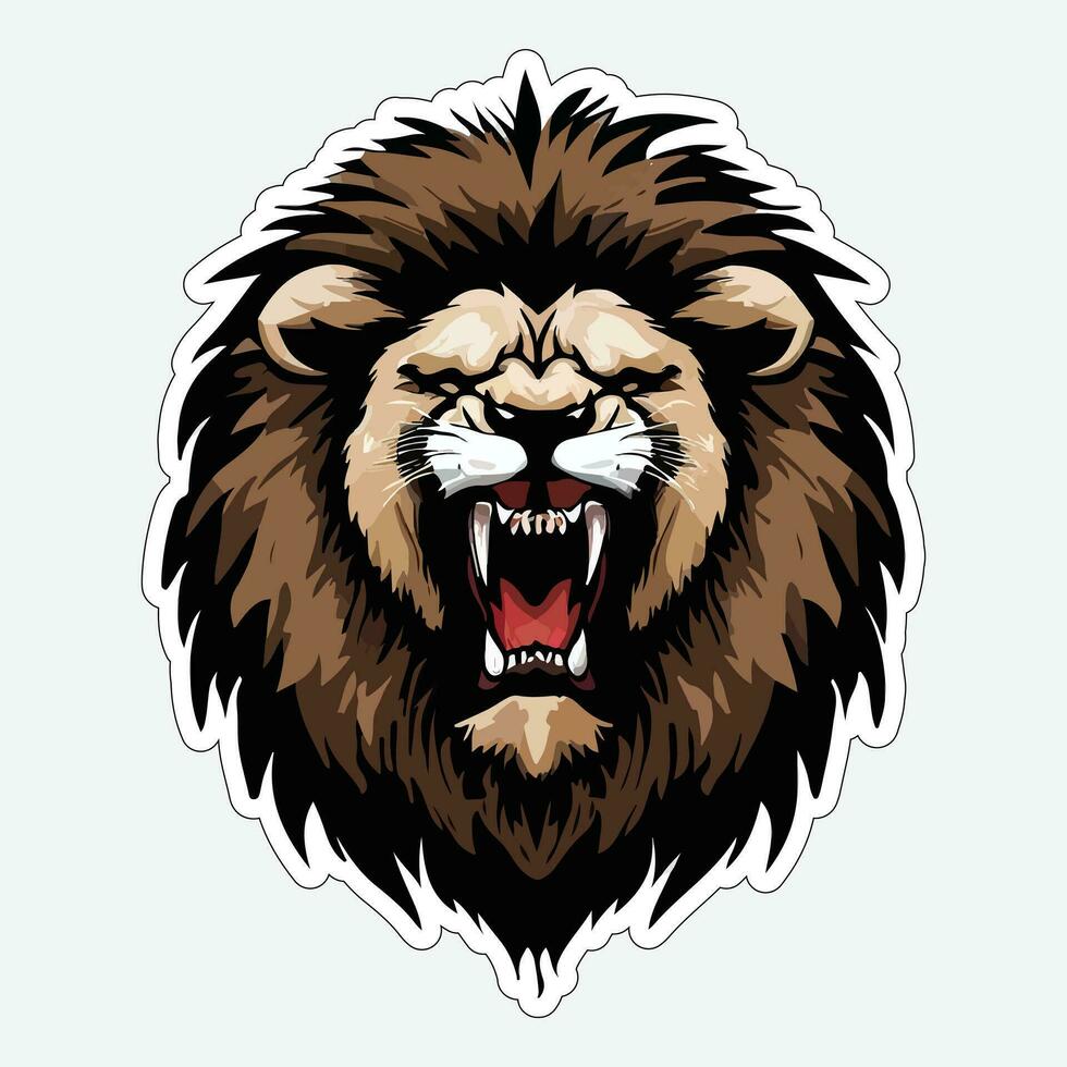 Lion face and head vector art sticker and logo template