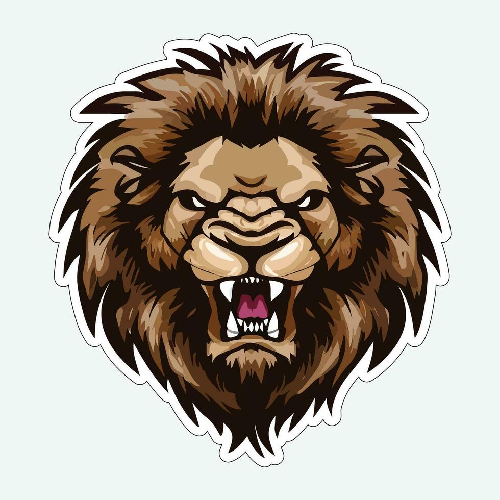 Lion face and head vector art sticker and logo template