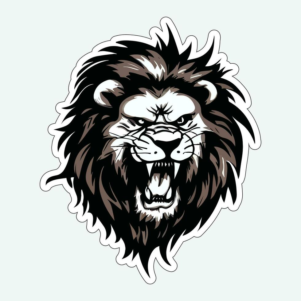 Lion face and head vector art sticker and logo template