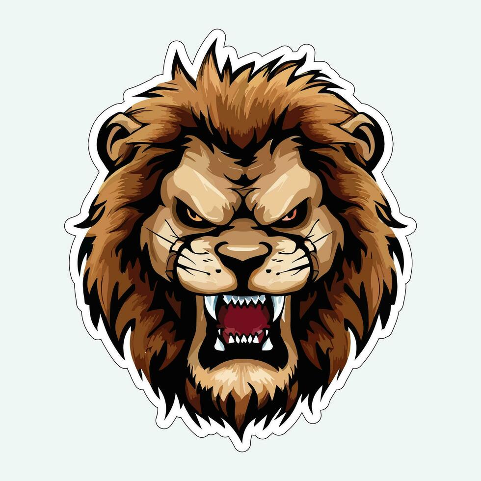 Lion face and head vector art sticker and logo template