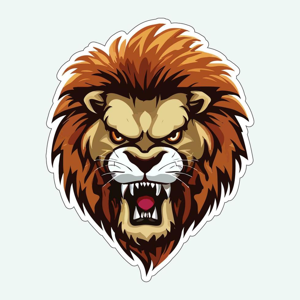 Lion face and head vector art sticker and logo template