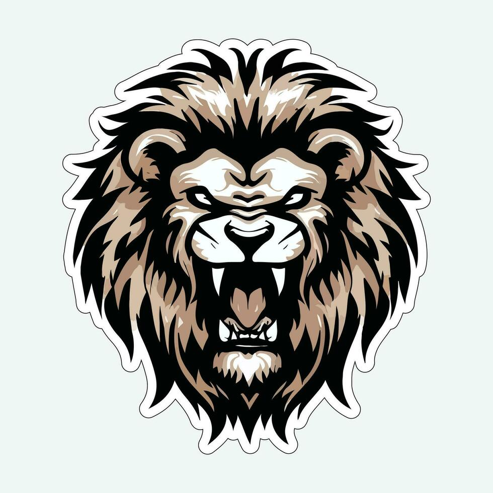 Lion face and head vector art sticker and logo template