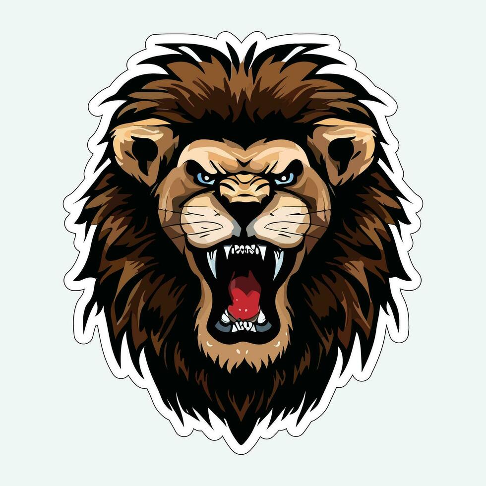 Lion face and head vector art sticker and logo template