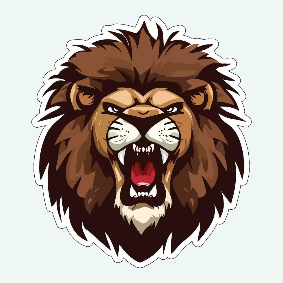 Lion face and head vector art sticker and logo template