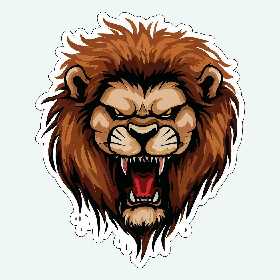 Lion face and head vector art sticker and logo template