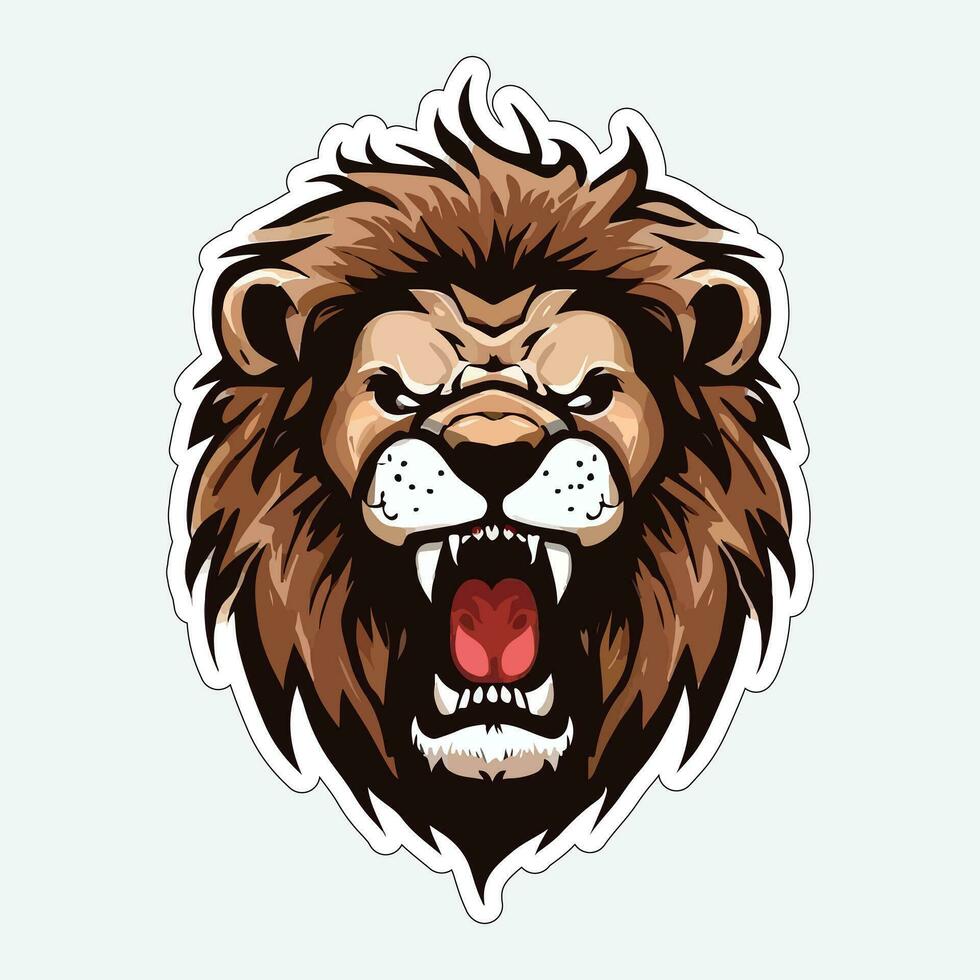 Lion face and head vector art sticker and logo template