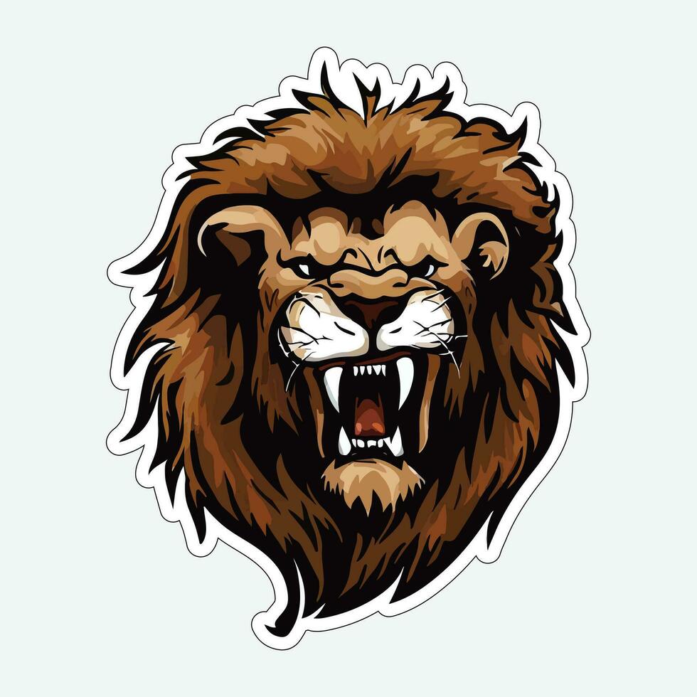 Lion face and head vector art sticker and logo template