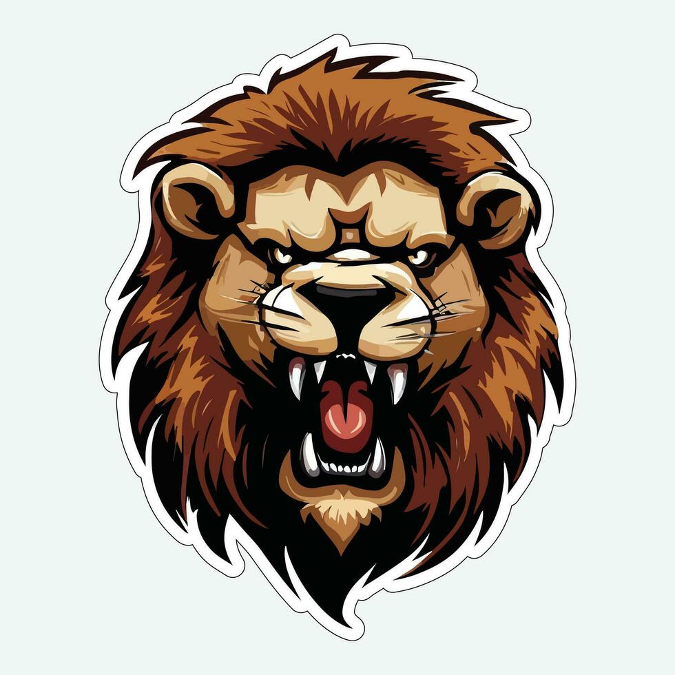 Lion face and head vector art sticker and logo template