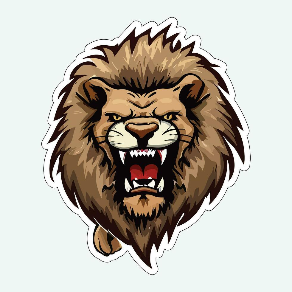 Lion face and head vector art sticker and logo template