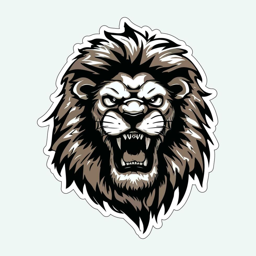 Lion face and head vector art sticker and logo template