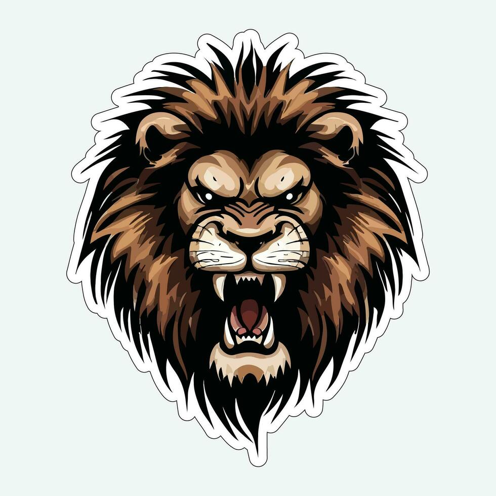 Lion face and head vector art sticker and logo template