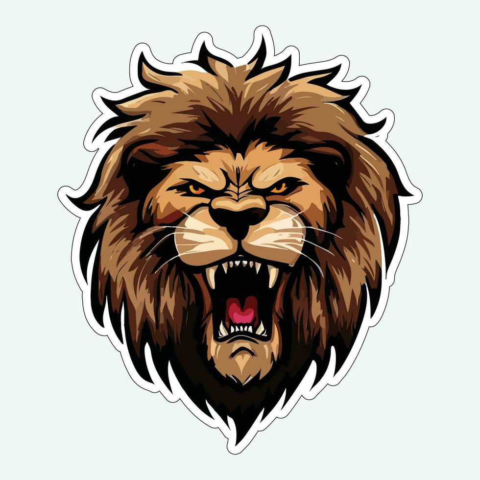 Lion face and head vector art sticker and logo template