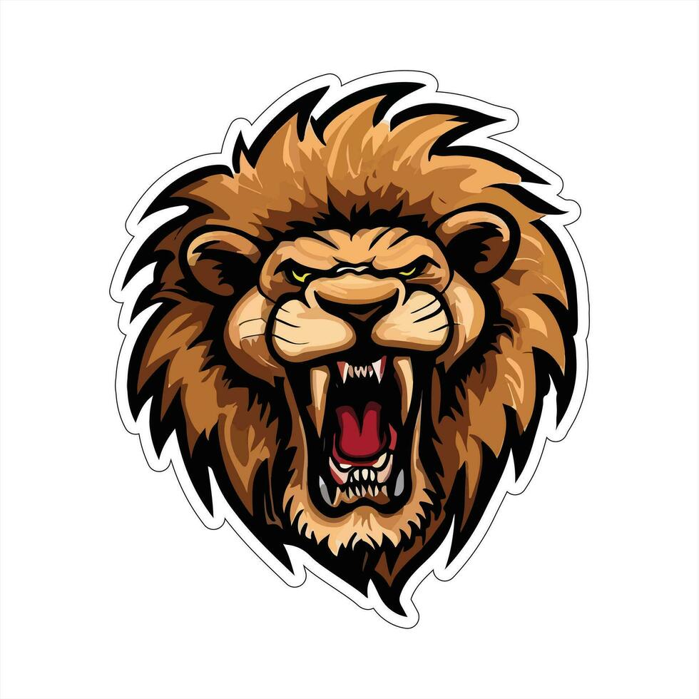 Lion face and head vector art sticker and logo template