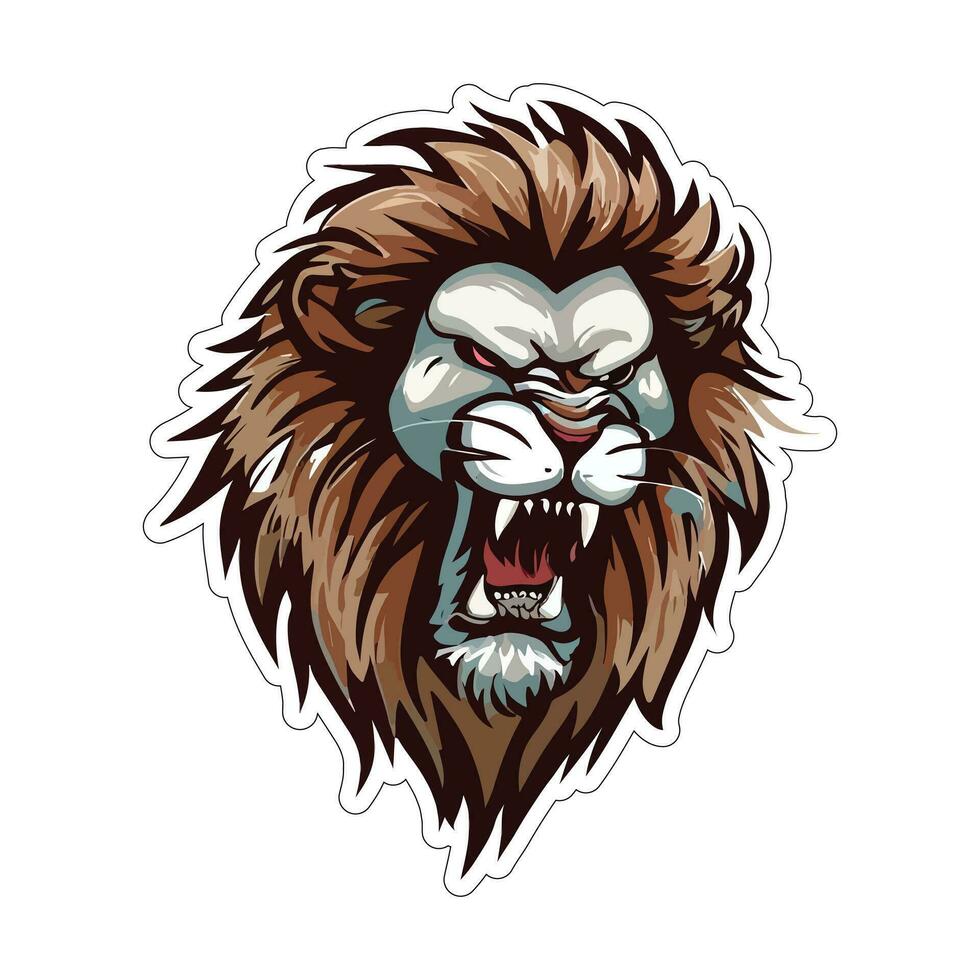 Lion face and head vector art sticker and logo template